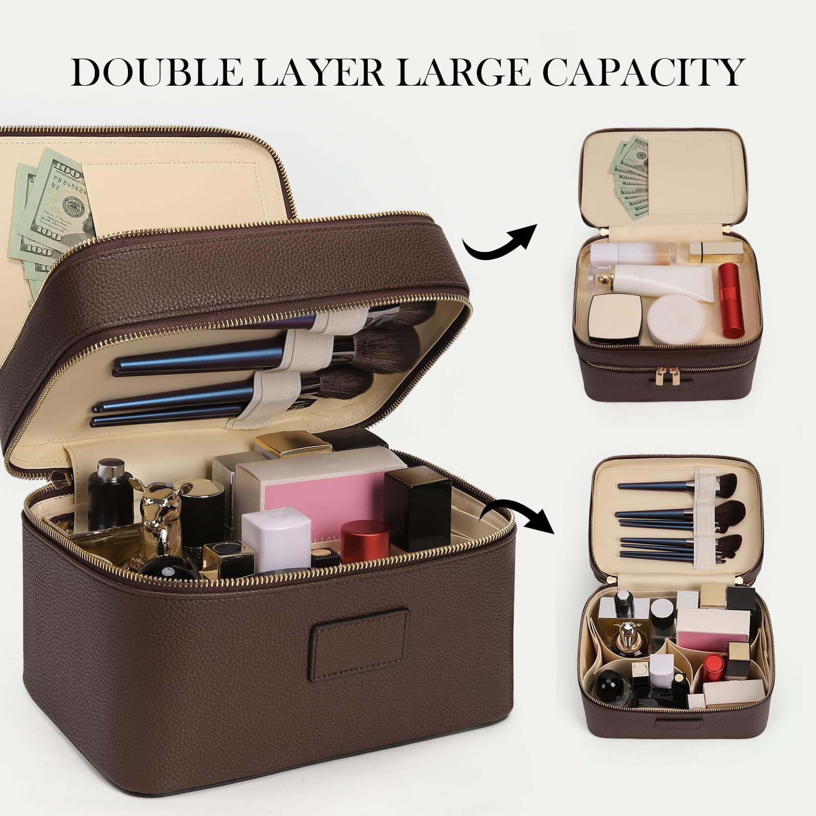 Large Capacity Double-layer Lu - Luxury Bags Leather ulasan dan harga